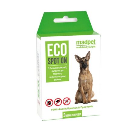 MADPET ECO SPOT ON ΕΝΤΟΜΟΑΠΩΘΗΤΙΚΕΣ ΑΝΤΙΠΑΡΑΣΙΤΙΚΕΣ ΑΜΠΟΥΛΕΣ ΓΙΑ ΜΕΣΑΙΟΥΣ ΜΕΓΑΛΟΣΩΜΟΥΣ ΣΚΥΛΟΥΣ DOGGER.GR