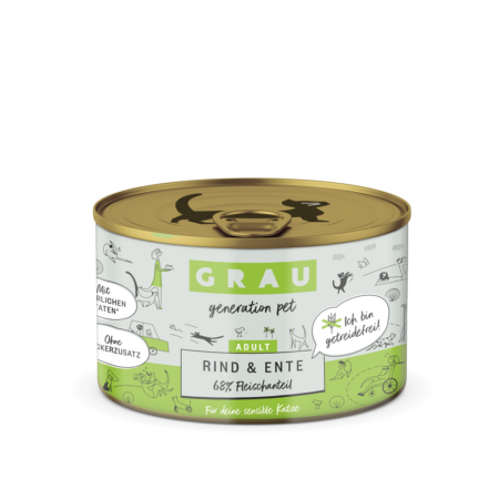 GRAU ADULT CATS BEEF DUCK ΠΕΝΤΑΝΟΣΤΙΜΗ ΥΓΡΗ ΤΡΟΦΗ ΓΙΑ ΕΝΗΛΙΚΕΣ ΓΑΤΕΣ ΜΕ ΚΡΕΑΣ ΜΟΣΧΑΡΙ ΠΑΠΙΑ ΖΩΜΟ 200ΓΡ DOGGER.GR