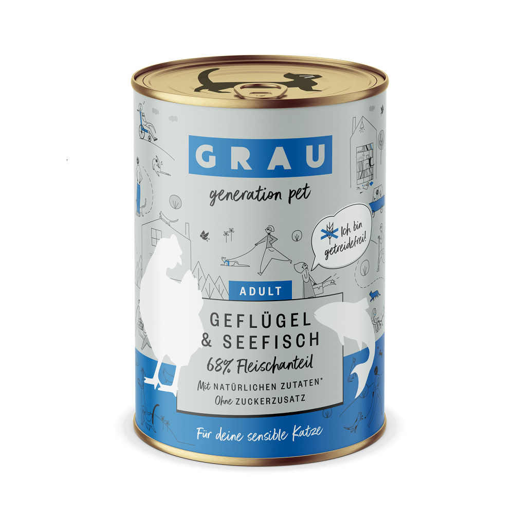 GRAU ADULT CATS CHICKEN SEA FISH ΠΕΝΤΑΝΟΣΤΙΜΗ ΥΓΡΗ ΤΡΟΦΗ ΓΙΑ ΕΝΗΛΙΚΕΣ ΓΑΤΕΣ ΜΕ ΚΡΕΑΣ ΚΟΤΟΠΟΥΛΟ ΨΑΡΙ ΖΩΜΟ 400ΓΡ DOGGER.GR