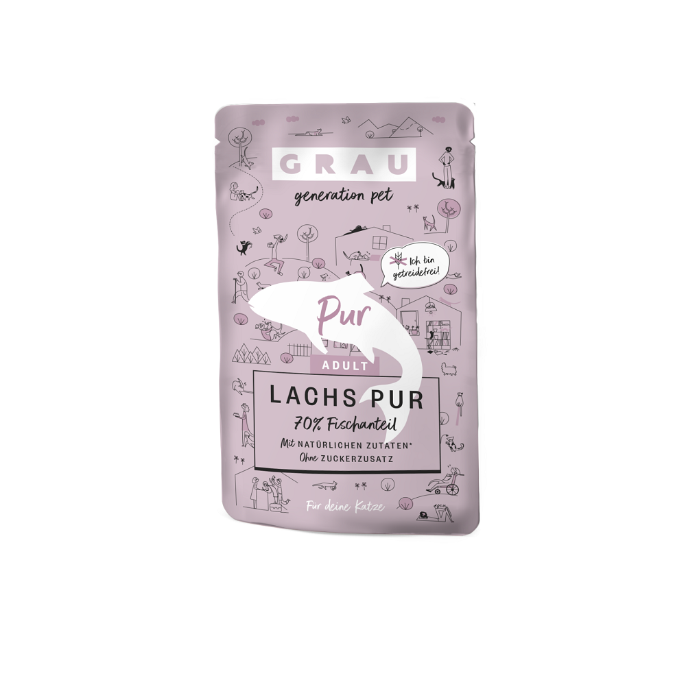 GRAU ADULT CATS PURE SALMON ΠΕΝΤΑΝΟΣΤΙΜΗ ΥΓΡΗ ΤΡΟΦΗ ΓΙΑ ΕΝΗΛΙΚΕΣ ΓΑΤΕΣ ΜΕ ΚΡΕΑΣ ΣΟΛΟΜΟ ΖΩΜΟ 125ΓΡ DOGGER.GR