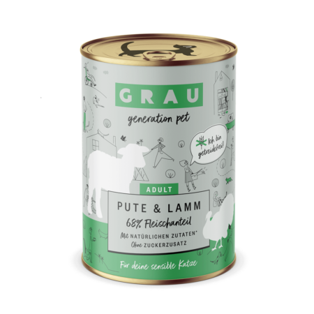 GRAU ADULT CATS TURKEY LAMB ΠΕΝΤΑΝΟΣΤΙΜΗ ΥΓΡΗ ΤΡΟΦΗ ΓΙΑ ΕΝΗΛΙΚΕΣ ΓΑΤΕΣ ΜΕ ΚΡΕΑΣ ΓΑΛΟΠΟΥΛΑ ΑΡΝΙ ΖΩΜΟ 400ΓΡ DOGGER.GR