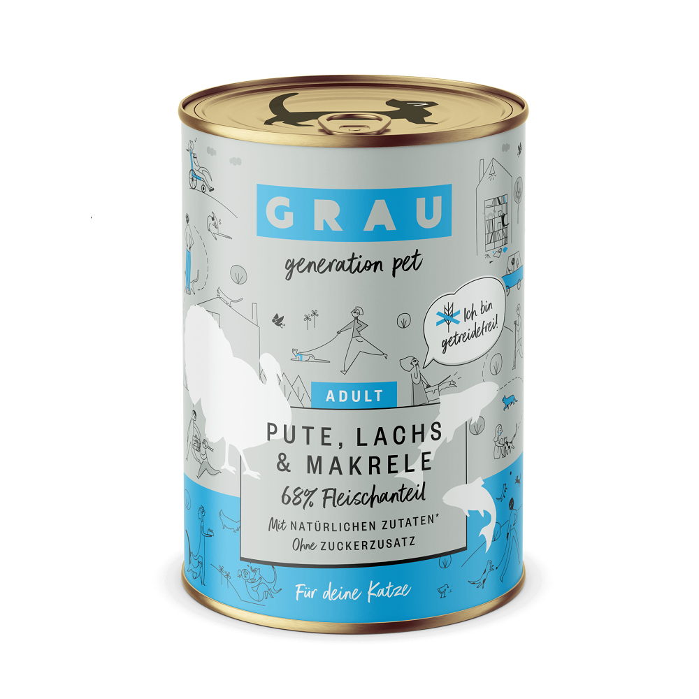 GRAU ADULT CATS TURKEY SALMON MACKEREL ΠΕΝΤΑΝΟΣΤΙΜΗ ΥΓΡΗ ΤΡΟΦΗ ΓΙΑ ΕΝΗΛΙΚΕΣ ΓΑΤΕΣ ΜΕ ΚΡΕΑΣ ΓΑΛΟΠΟΥΛΑ ΣΟΛΟΜΟ ΣΚΟΥΜΠΡΙ ΖΩΜΟ 400ΓΡ DOGGER.GR
