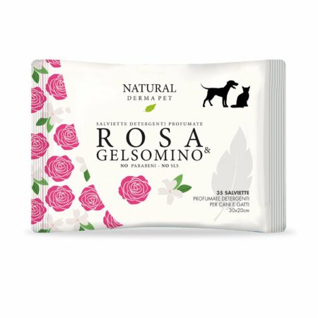 NATURAL DERMA PET ROSE JASMINE ΥΓΡΑ ΜΑΝΤΗΛΑΚΙΑ ΣΚΥΛΟΥ ΓΑΤΑΣ ΜΕ ΤΡΙΑΝΤΑΦΥΛΛΟ ΓΙΑΣΕΜΙ DOGGER.GR