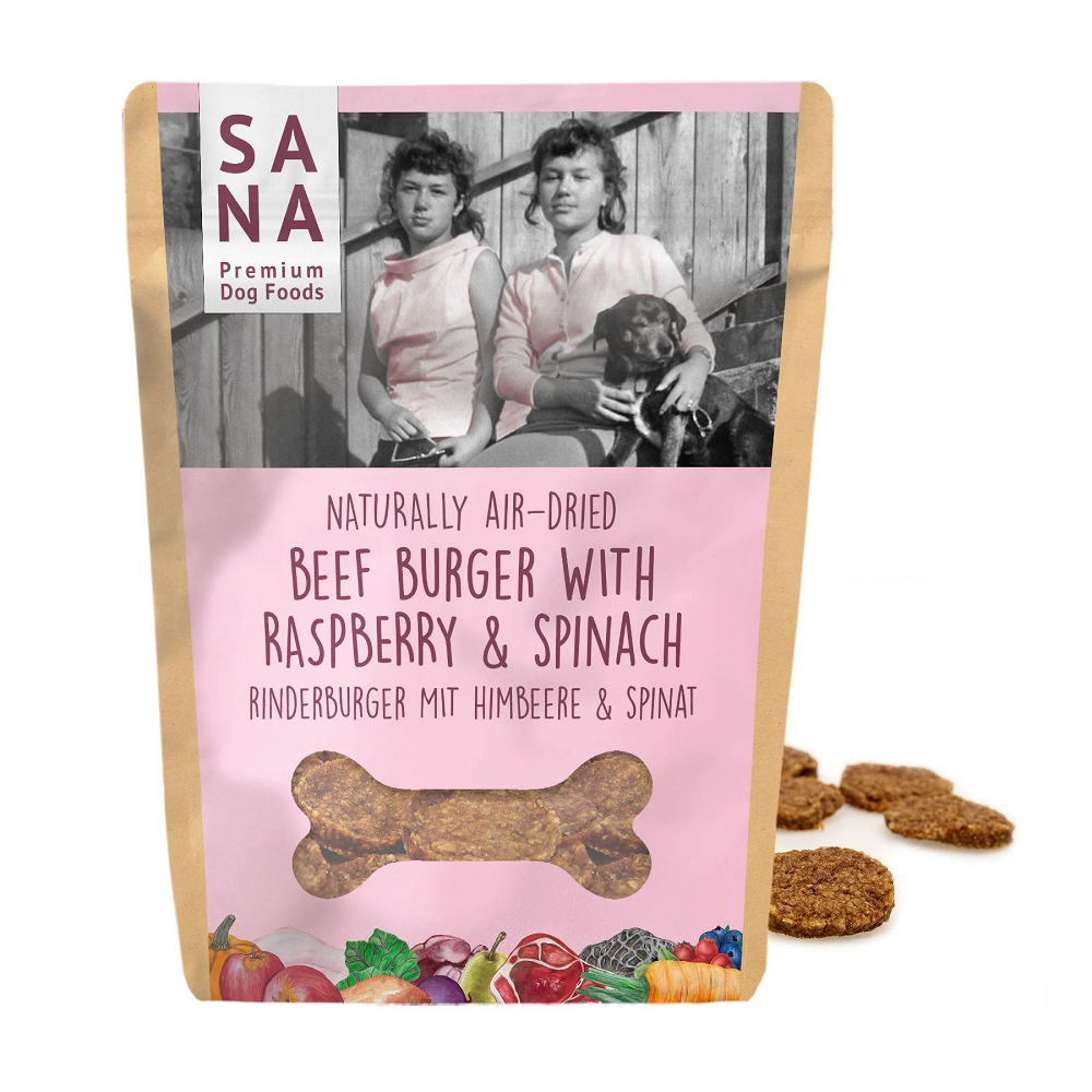 SANADOG BEEF BURGER ΑΠΟΞΗΡΑΜΕΝΕΣ ΦΥΣΙΚΕΣ ΛΙΧΟΥΔΙΕΣ ΣΚΥΛΟΥ ΜΕ ΜΟΣΧΑΡΙ RASPBERRY ΣΠΑΝΑΚΙ DOGGER.GR