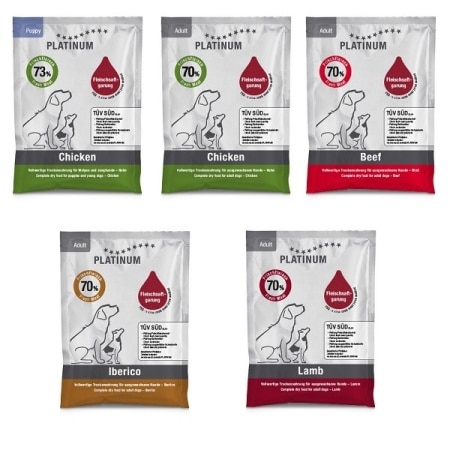 ΔΕΙΓΜΑΤΑ ΜΑΓΕΙΡΕΥΤΩΝ ΞΗΡΩΝ ΤΡΟΦΩΝ ΣΚΥΛΟΥ PLATINUM ΜΕ ΦΡΕΣΚΟ ΚΡΕΑΣ PLATINUMHELLAS