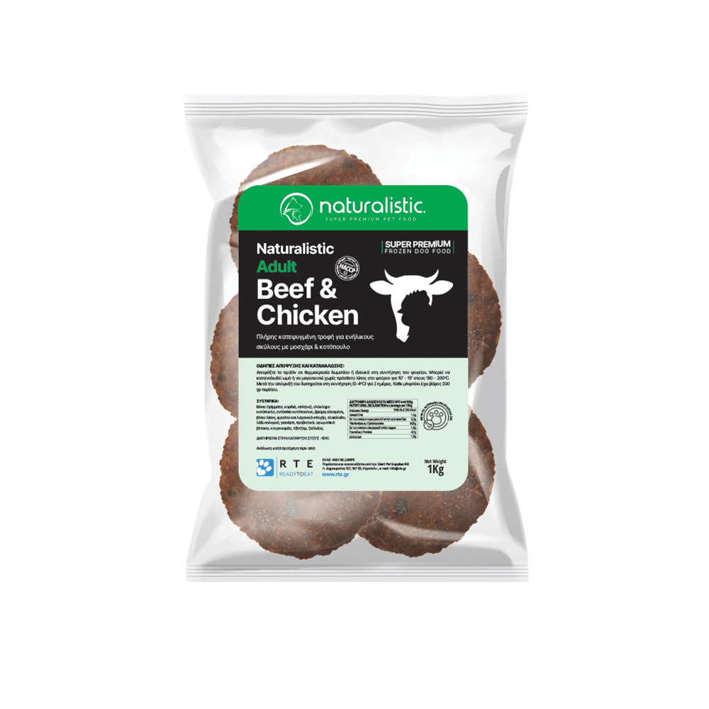 NATURALISTIC ADULT BEEF CHICKEN ΜΠΙΦΤΕΚΙΑ ΚΑΤΕΨΥΓΜΕΝΗ BARF ΤΡΟΦΗ ΣΚΥΛΟΥ ΜΕ ΜΟΣΧΑΡΙ ΚΟΤΟΠΟΥΛΟ ΠΡΟΒΙΟΤΙΚΑ ΣΕ ΜΕΡΙΔΕΣ DOGGER.GR