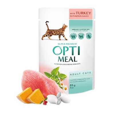 OPTIMEAL ADULT CATS ΥΓΡΗ ΤΡΟΦΗ ΕΝΗΛΙΚΗΣ ΓΑΤΑΣ ΜΕ ΓΑΛΟΠΟΥΛΑ ΣΕ ΣΑΛΤΣΑ ΚΟΛΟΚΥΘΑΣ 85ΓΡ DOGGER.GR