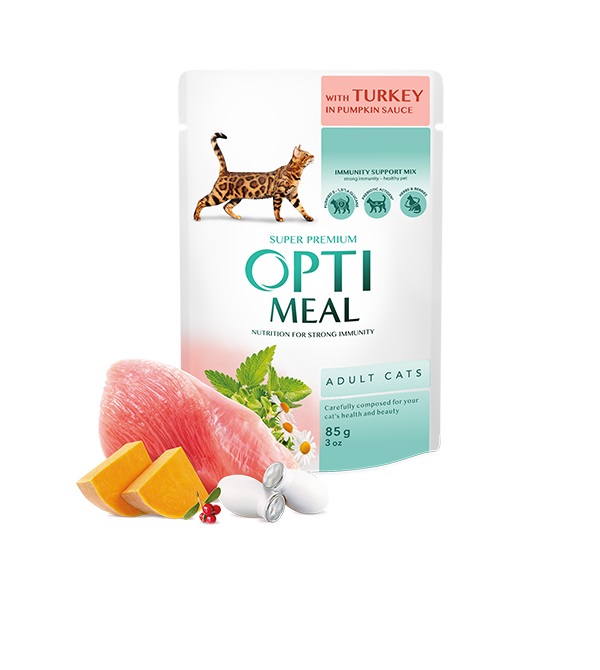 OPTIMEAL ADULT CATS ΥΓΡΗ ΤΡΟΦΗ ΕΝΗΛΙΚΗΣ ΓΑΤΑΣ ΜΕ ΓΑΛΟΠΟΥΛΑ ΣΕ ΣΑΛΤΣΑ ΚΟΛΟΚΥΘΑΣ 85ΓΡ DOGGER.GR