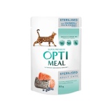 OPTIMEAL STERILISED ADULT CATS ΥΓΡΗ ΤΡΟΦΗ ΣΤΕΙΡΩΜΕΝΗΣ ΓΑΤΑΣ ΜΕ ΣΟΛΟΜΟ ΚΑΙ BLUEBERRIES 85GR DOGGER