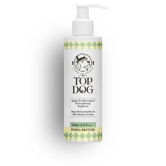 TOP DOG DERMA RESTORE ΚΡΕΜΑ ΕΝΥΔΑΤΩΣΗΣ ΚΑΙ ΕΠΑΝΟΡΘΩΣΗΣ ΔΕΡΜΑΤΟΣ ΚΑΤΟΙΚΙΔΙΩΝ 200ML DOGGER.GR