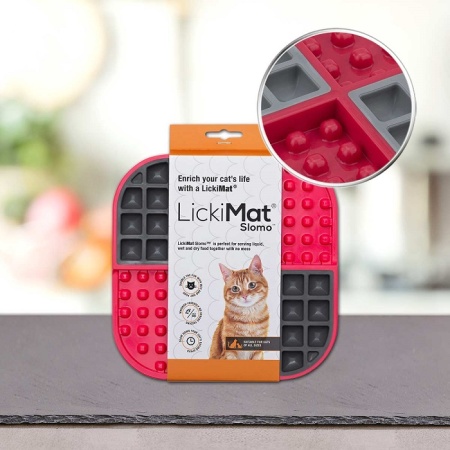 LICKIMAT SLOMO CAT RED ΜΠΩΛ ΑΡΓΟΥ ΤΑΪΣΜΑΤΟΣ SLOW FEEDER ΓΙΑ ΓΑΤΕΣ DOGGER