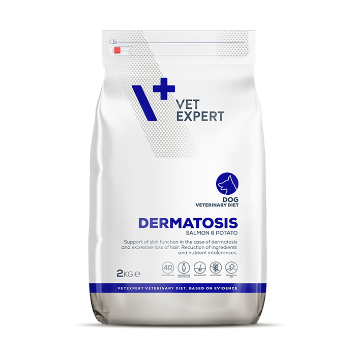 VET EXPERT DERMATOSIS SALMON POTATO ΚΛΙΝΙΚΗ ΥΠΟΑΛΛΕΡΓΙΚΗ ΞΗΡΑ ΤΡΟΦΗ ΣΚΥΛΟΥ ΜΕ ΣΟΛΟΜΟ 2KG DOGGER.GR
