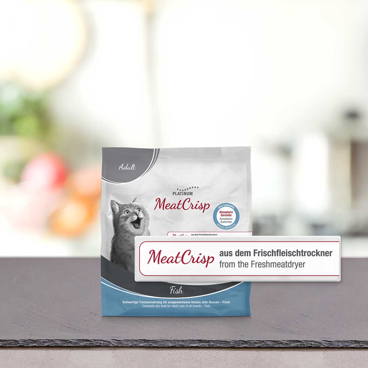 PLATINUM MEATCRISP ADULT FISH ΑΠΟΞΗΡΑΜΕΝΗ ΞΗΡΑ ΤΡΟΦΗ ΓΑΤΑΣ ΜΕ ΦΡΕΣΚΟ ΚΡΕΑΣ ΨΑΡΙΩΝ 400ΓΡ PLATINUM 1
