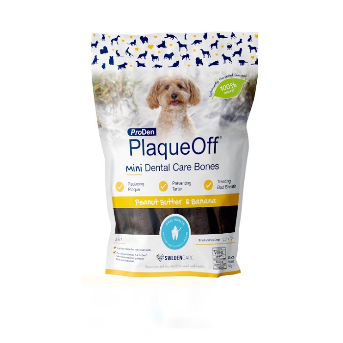 PRODEN PLAQUEOFF MINI DENTAL BONES BANANA ΜΑΣΩΜΕΝΗ ΛΙΧΟΥΔΙΑ ΣΚΥΛΟΥ ΜΕ ΦΥΚΙΑ ΓΙΑ ΕΞΑΛΕΙΨΗ ΚΑΚΟΣΜΙΑΣ ΟΔΟΝΤΙΚΗΣ ΠΕΤΡΑΣ ΠΛΑΚΑΣ ΣΚΥΛΟΥ DOGGER.GR