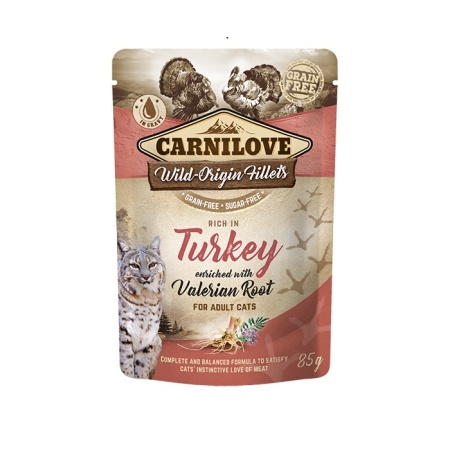 CARNILOVE CAT TURKEY VALERIAN ΦΑΚΕΛΑΚΙ ΥΓΡΗ ΤΡΟΦΗ ΓΑΤΑΣ ΜΕ ΓΑΛΟΠΟΥΛΑ 85ΓΡ DOGGER.GR