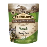 CARNILOVE DOG DUCK TIMOTHY GRASS ΦΑΚΕΛΑΚΙ ΥΓΡΗ ΤΡΟΦΗ ΣΚΥΛΟΥ ΜΕ ΠΑΠΙΑ 300ΓΡ