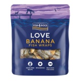 FISH4DOGS LOVE BANANA FISH WRAPS ΑΠΟΞΗΡΑΜΕΝΕΣ ΛΙΧΟΥΔΙΕΣ ΣΚΥΛΟΥ ΜΕ ΔΕΡΜΑ ΜΠΑΚΑΛΙΑΡΟΥ ΚΑΙ ΜΠΑΝΑΝΑ DOGGER.GR