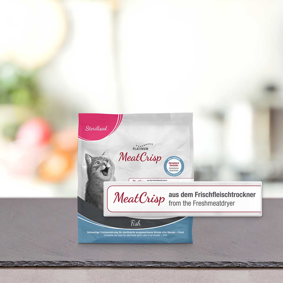 PLATINUM MEATCRISP STERILIZED FISH ΑΠΟΞΗΡΑΜΕΝΗ ΞΗΡΑ ΤΡΟΦΗ ΣΤΕΙΡΩΜΕΝΗΣ ΓΑΤΑΣ ΜΕ ΦΡΕΣΚΟ ΚΡΕΑΣ ΨΑΡΙΩΝ 400ΓΡ PLATINUM