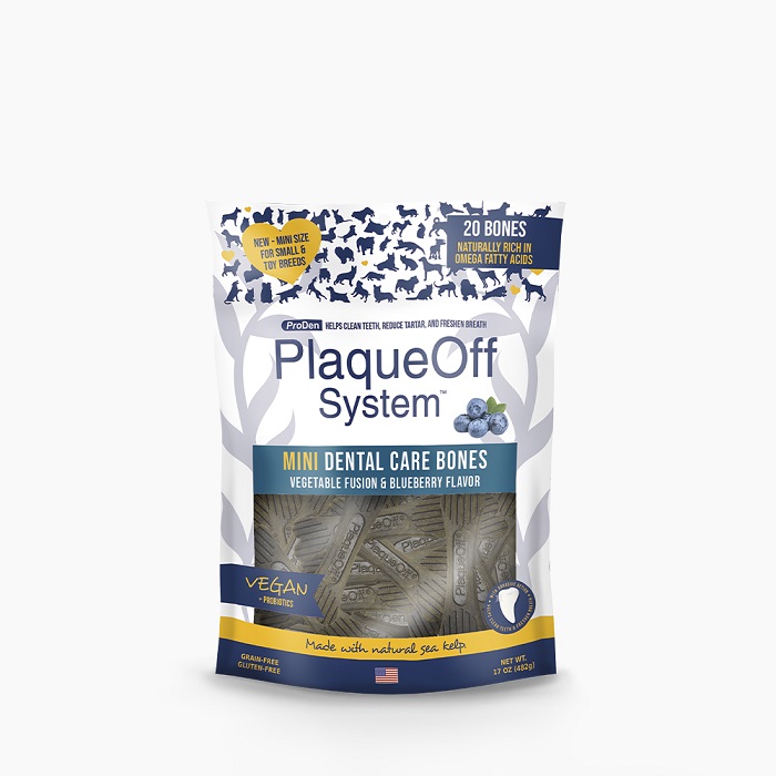 PRODEN PLAQUEOFF MINI DENTAL BONES BLUEBERRIES ΜΑΣΩΜΕΝΗ ΛΙΧΟΥΔΙΑ ΣΚΥΛΟΥ ΜΕ ΦΥΚΙΑ ΓΙΑ ΕΞΑΛΕΙΨΗ ΚΑΚΟΣΜΙΑΣ ΟΔΟΝΤΙΚΗΣ ΠΕΤΡΑΣ ΠΛΑΚΑΣ ΣΚΥΛΟΥ DOGGER.GR
