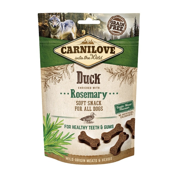 CARNILOVE SOFT SNACK DUCK ROSEMARY ΜΑΛΑΚΗ ΥΠΟΑΛΛΕΡΓΙΚΗ ΛΙΧΟΥΔΙΑ ΣΚΥΛΟΥ ΜΕ ΠΑΠΙΑ ΚΑΙ ΔΕΝΔΡΟΛΙΒΑΝΟ DOGGER.GR