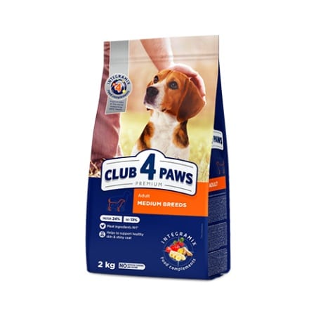 CLUB 4 PAWS MEDIUM BREED ADULT PREMIUM ΞΗΡΑ ΤΡΟΦΗ ΓΙΑ ΕΝΗΛΙΚΟΥΣ ΣΚΥΛΟΥΣ ΜΕΣΑΙΟΥ ΜΕΓΕΘΟΥΣ ΜΕ ΚΟΤΟΠΟΥΛΟ 2KG DOGGER.GR