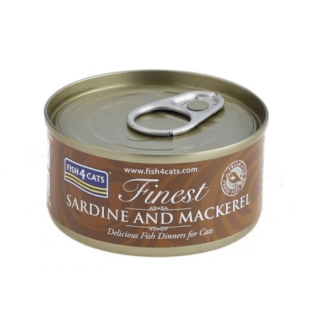 FISH4CATS SARDINE MACKEREL ΥΓΡΗ ΤΡΟΦΗ ΓΑΤΑΣ ΜΕ ΣΑΡΔΕΛΑ ΚΑΙ ΣΚΟΥΜΠΡΙ 70GR DOGGER.GR