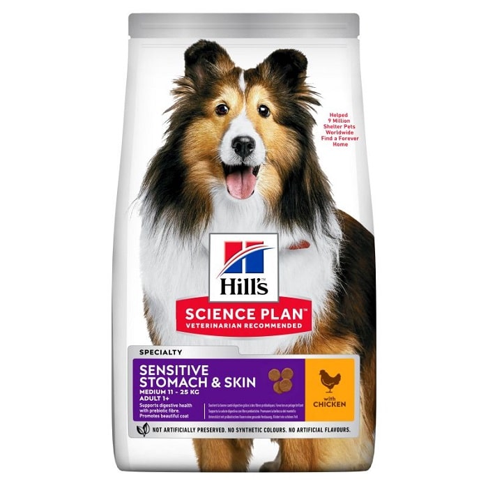 HILL'S SCIENCE PLAN SENSITIVE STOMACH SKIN ADULT MEDIUM LARGE BREED CHICKEN