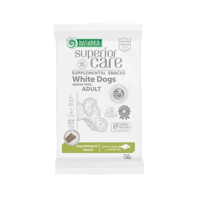 NATURES PROTECTION SUPERIOR CARE WHITE DOGS ΜΑΣΩΜΕΝΗ ΛΙΧΟΥΔΙΑ ΣΚΥΛΟΥ ΜΕ ΛΕΥΚΟΣΑΡΚΑ ΨΑΡΙΑ DOGGER.GR