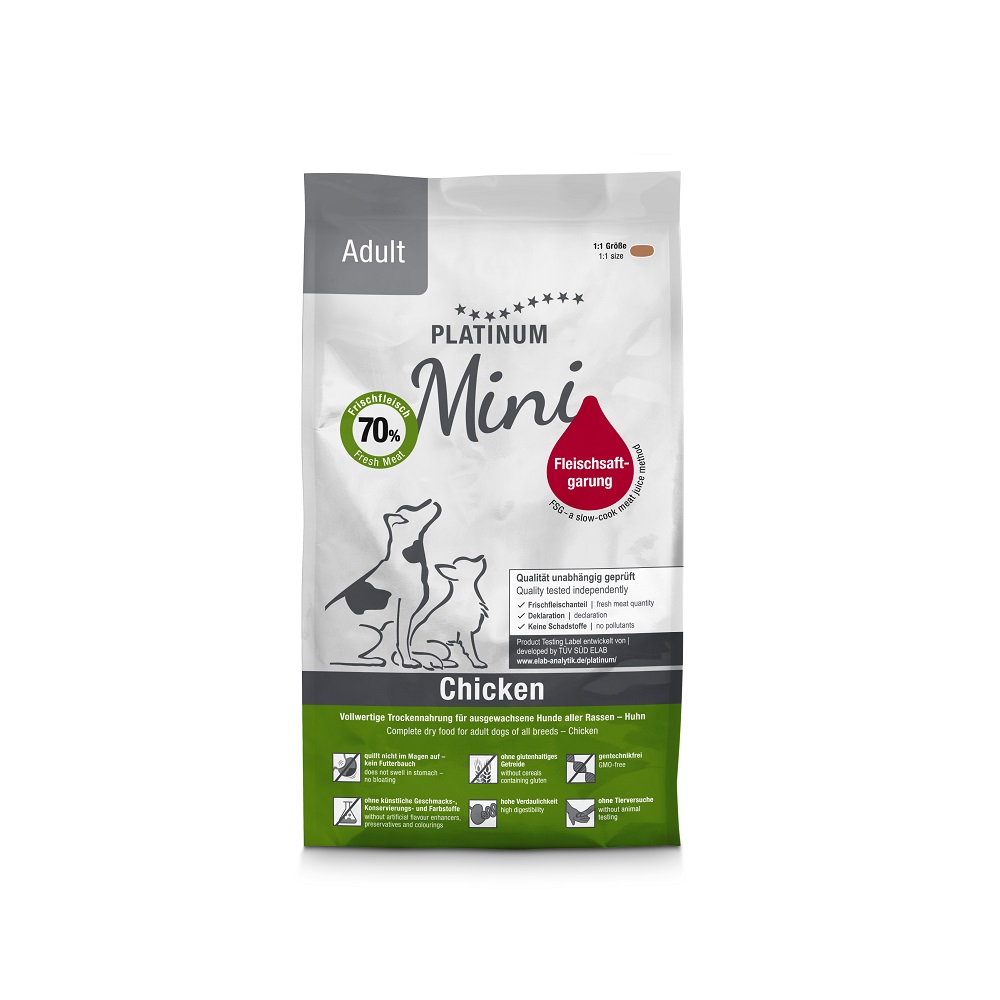 PLATINUM MINI ADULT CHICKEN ΜΑΓΕΙΡΕΥΤΗ ΞΗΡΑ ΤΡΟΦΗ ΜΙΚΡΟΣΩΜΟΥ ΕΝΗΛΙΚΟΥ ΣΚΥΛΟΥ ΜΕ ΦΡΕΣΚΟ ΚΡΕΑΣ ΚΟΤΟΠΟΥΛΟΥ 900ΓΡ