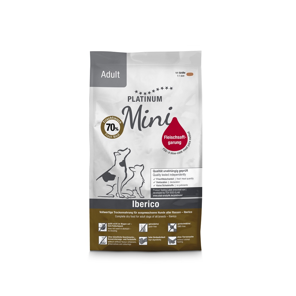 PLATINUM MINI ADULT IBERICO ΜΑΓΕΙΡΕΥΤΗ ΞΗΡΑ ΤΡΟΦΗ ΜΙΚΡΟΣΩΜΟΥ ΕΝΗΛΙΚΟΥ ΣΚΥΛΟΥ ΜΕ ΦΡΕΣΚΟ ΚΡΕΑΣ ΙΒΗΡΙΚΟΥ ΧΟΙΡΙΝΟΥ 900ΓΡ