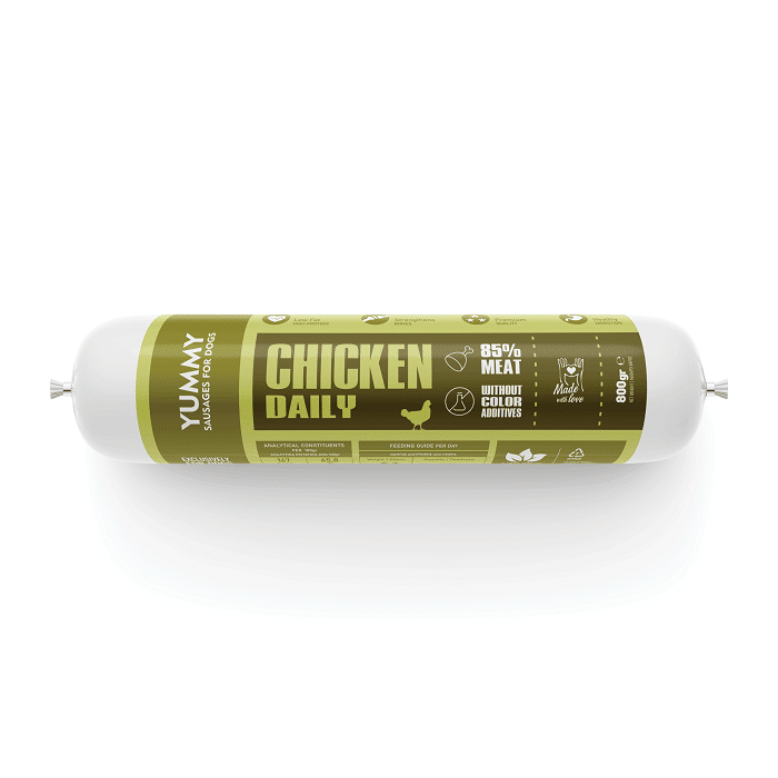 NATURES FOOD YUMMY CHICKEN DAILY ΣΑΛΑΜΙ ΓΙΑ ΣΚΥΛΟΥΣ ΜΕ ΚΡΕΑΣ ΚΟΤΟΠΟΥΛΟΥ 400ΓΡ DOGGER.GR